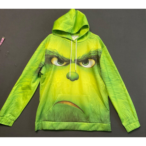 Christmas The Grinch Hoodie Fleece 3XL Funny Holiday Pullover Green Sweatshirt - Picture 1 of 5